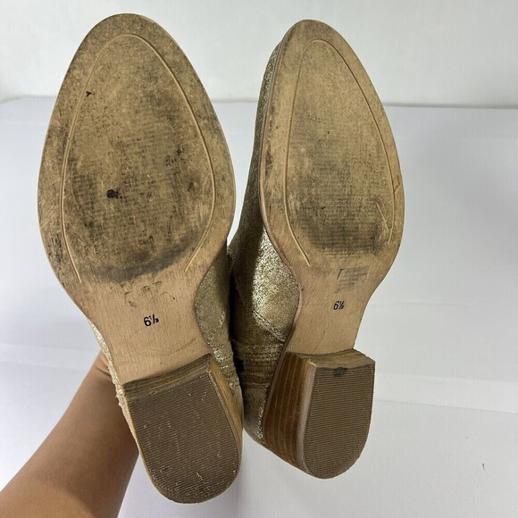 Seychelles Antropología Lucky Penny Distressed Metallic Gold Ankle Boot Size 6.5 - Picture 7 of 12